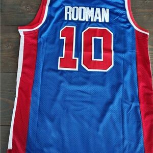 Mitchell & Ness Blue and Red Basketball Rodman Jersey
